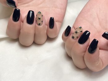 ヒールネイル(heal nail)/black×stoneアート~