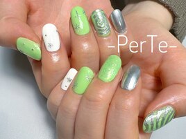 春ネイル/春色/ミラーネイル