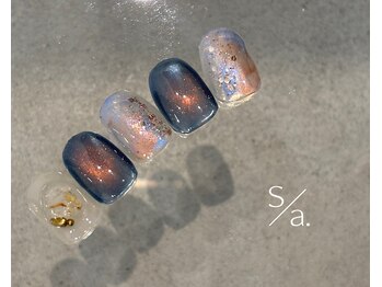 ネイルケアスタジオ シア(Sia)/ブルー×オレンジ/マグネット