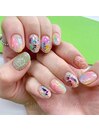 パステルラインアートネイル