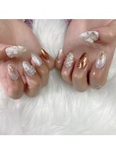 ネイルミュウ(Nail miu)/ぷっくりフラワー×ニュアンス