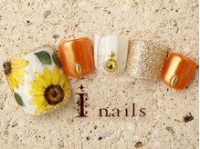 アイネイルズ 町田店(I nails)/手描きひまわりFOOT10480円