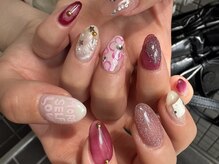 こゆび/ピンクで詰め込みネイル