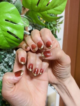 苺ネイル/ガラスフレンチ