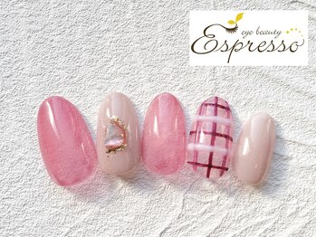 エスプレッソ アイビューティーアンドネイル 新百合ヶ丘店(Espresso)/チェックネイル　ぷっくりネイル