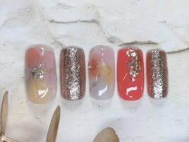 フラワーネイル　ラメ