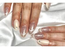 ミアネイル 越谷店(mia nail)/ワンカラー×マグネット＋パーツ