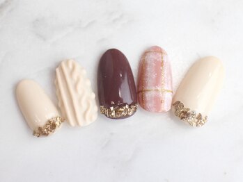 ネイリス(NAILISS)/ニットネイル/秋冬/チェック柄