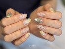 ビジューネイル風/ミラーアート
