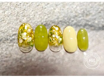 オレンジスティック/ミモザマーブルネイル