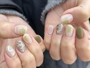 メッシュ×ニュアンスネイル