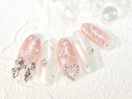 【ワンホンコース】りぼんネイル