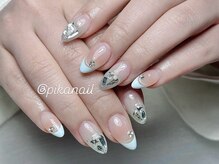 ピカネイル 上野 御徒町(Pika Nail)/フレンチｘブルーｘパーツ