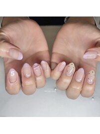 カラーフレンチ×リボンネイル