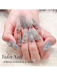 エルサ風♪雪の結晶ネイル
