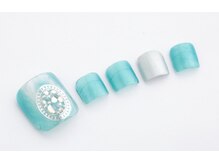 エムスラッシュ ソル センター南(M.SLASH SOL)/シルバー×ブルー爽やかネイル