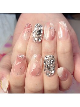 トータルサロン 白べぇーっ プラス/大理石風ネイル