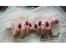 ケイズネイル 八王子(K's Nail Salon)/自爪定額6980　赤ハート