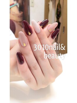 ワインレッドベージュ★秋ネイル