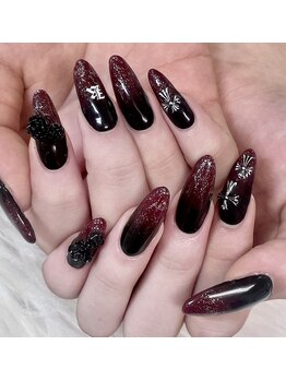 キレイエ ネイルズ(KIREIE NAILS)/ブラックレッドネイル