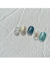 リファインネイル(refinenail)/くすみブルーニュアンスネイル