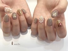 アイネイルズ 四条河原町店(I-nails)/ニュアンスベージュフラワー