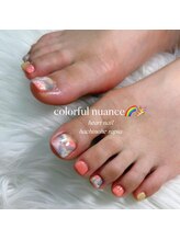はあとねいる 八戸ラピア店/カラフルマーブルフットネイル