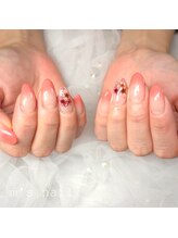 グラデーション×押し花