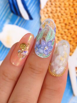 カラーズ 浜松店(colors)/シースルーフラワーネイル(^^)/