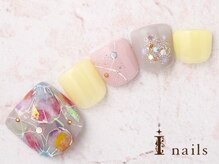 アイネイルズ 横浜WEST店(I-nails)/ニュアンスシアー花フット9480円