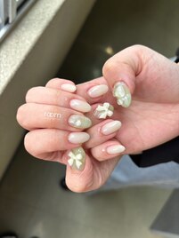 ミントグリーン×アートネイル