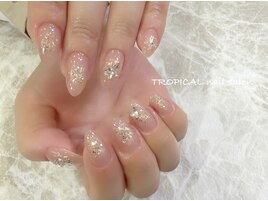 キラキラ春ネイル