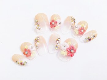 ネイルコレクション ピンク(Nail Collection Pink)/オーダーチップ/３Ｄフラワー