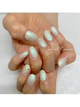 ネイルアート ジマー/60minartコースのちぐはぐネイル