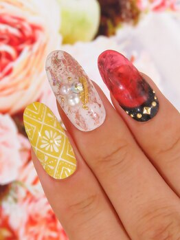 カラーズ 浜松店(colors)/ダークレットべっ甲ネイル(*^^*)