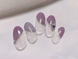 斜めフレンチ×上品ストーン