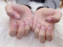 ハラ(Hara)/自爪　柄　ピンク　リボン