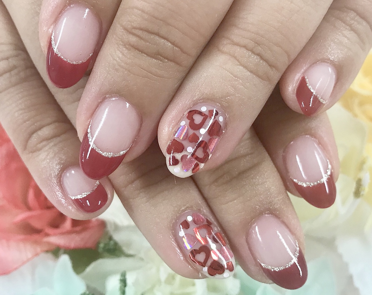 ダブルネイル(Double Nail)/ハートフレンチネイル☆