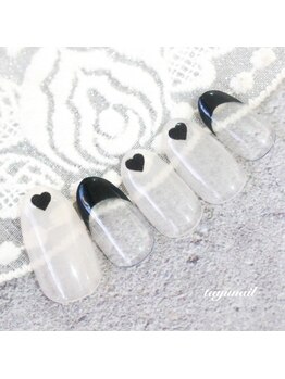たゆ ネイル(たゆnail)/ブラックハートフレンチネイル