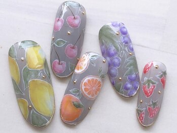 ネイリックス アヴェニール(NAILX avenir)/くすみグレー×フルーツ