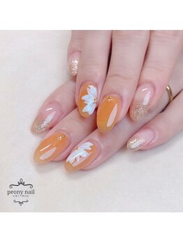 ピオニーネイル(peony nail)/ビタミンオレンジ　フラワー
