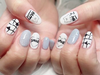 ジョアネイル(JOA Nail)/春/手描きアート/猫/ハート