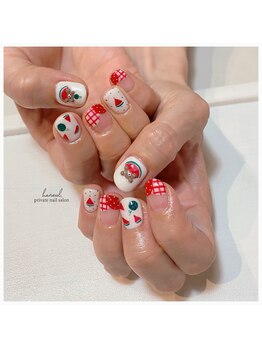 スイカ×くま【夏ネイル】