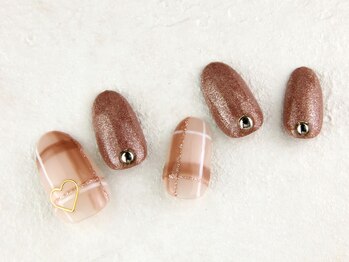 ソウ 難波店 nail salon Sou/ブラウンチェック☆nail