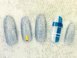 シンプル★チェック★冬★ブルー