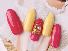 ネイルサロンフォーユー(for u)/ピンク×イエロー￥４９８０