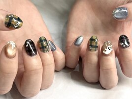 秋チェックネイル・.♪