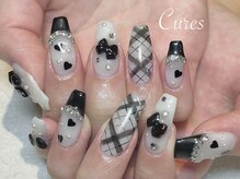 キュアーズ ネイル(CURES NAIL)/モノクロリボンネイル