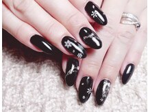 大人気クリスマス×ブラックネイル［持ち込み/冬ネイル］
