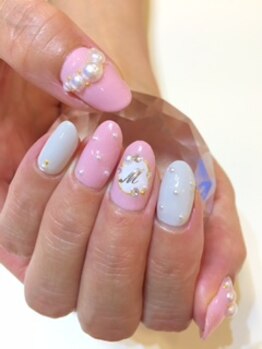 ネイルサロンナエマ(Nail Salon Nahema)/パール&イニシャルネイル